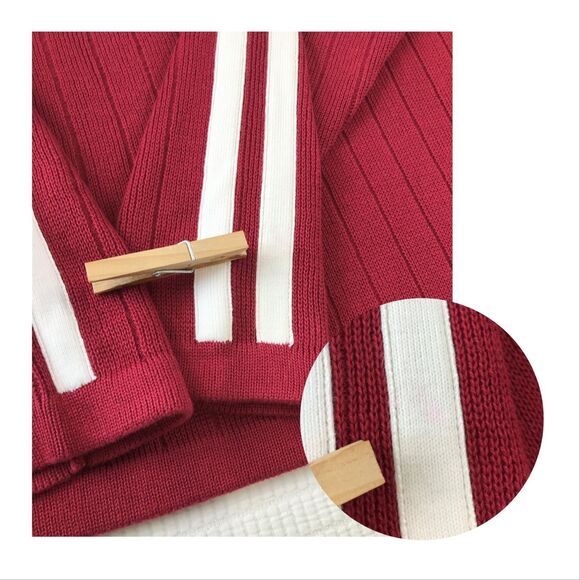 Vintage Route 66 Mens 1/4 Zip Sweater XL Red White Stripe Ribbed 100% Cotton NWT - Picture 9 of 9